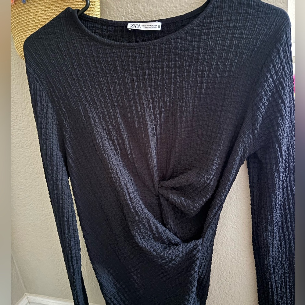 Zara : Womens Black Ruched Top